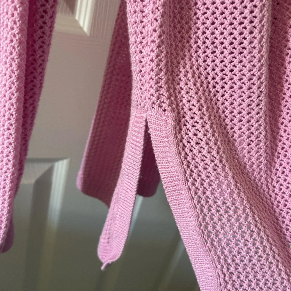 PINK Victoria's Secret Light Pink Open-Weave Collared Cardigan - Picture 3 of 6